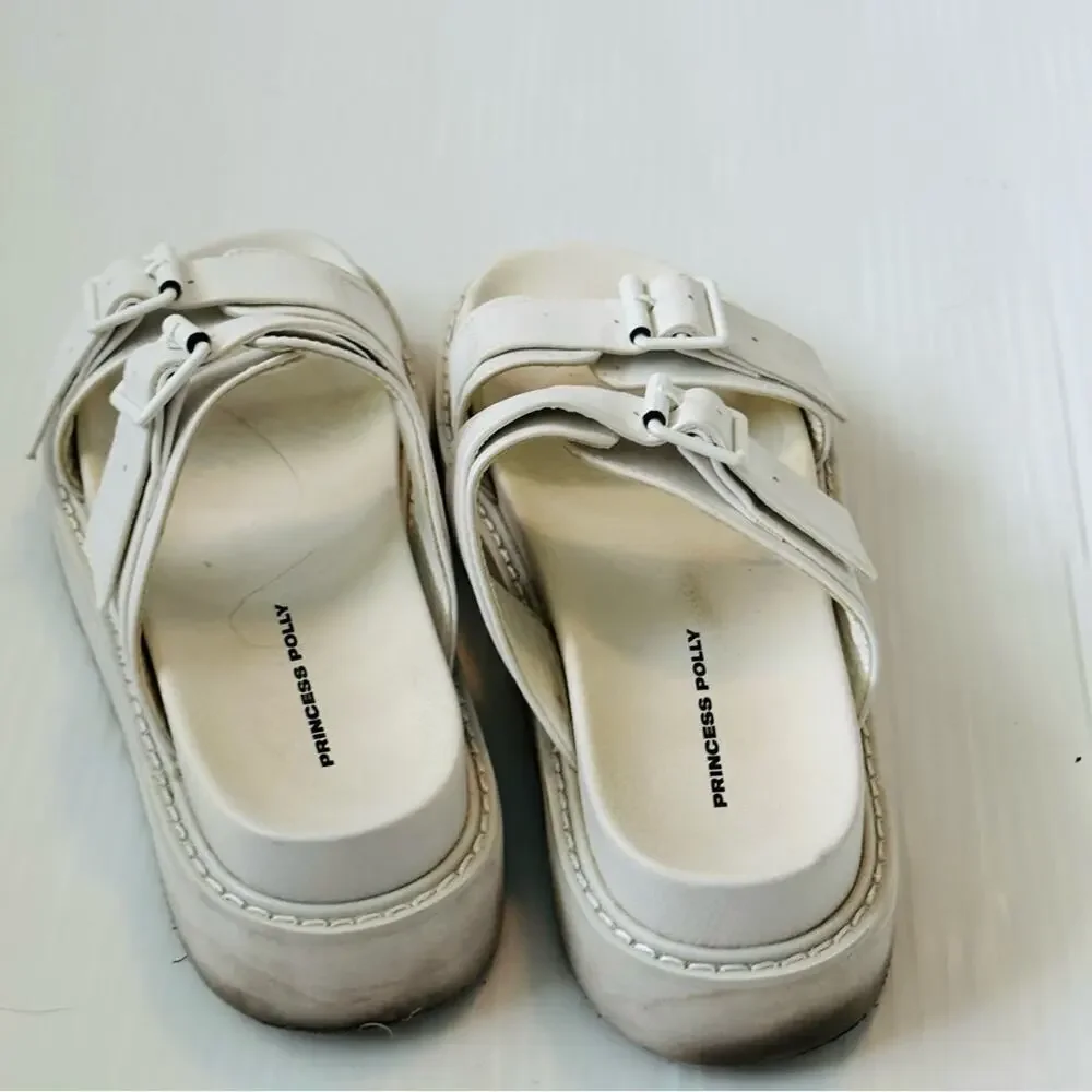 Princess Polly Ma Belle strappy sandals white size 6